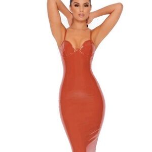 Oh Polly Latex Midi Dress